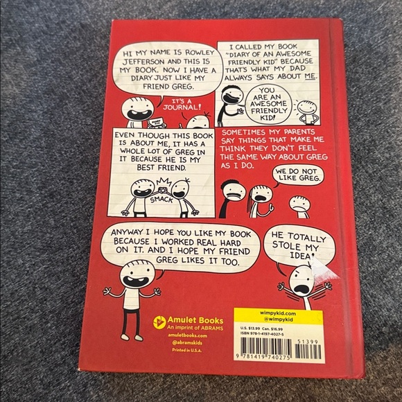 Diary of an Awesome Friendly Kid by Jeff Kinny Hardcover book - Picture 3 of 3